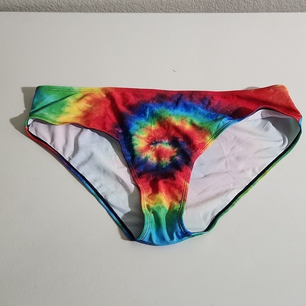 Tie Dye Bikini Bottoms Womens Junior Size XXL Swimsuit Red Blue Yellow